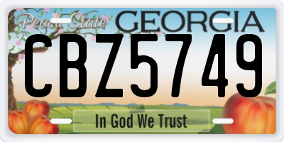 GA license plate CBZ5749