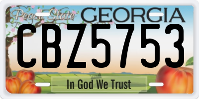 GA license plate CBZ5753