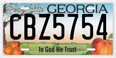 GA license plate CBZ5754