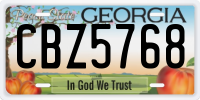 GA license plate CBZ5768