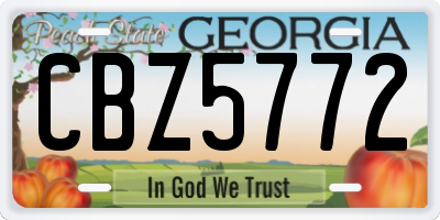 GA license plate CBZ5772