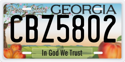 GA license plate CBZ5802