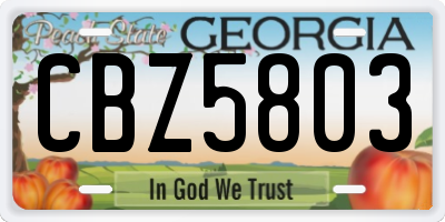 GA license plate CBZ5803