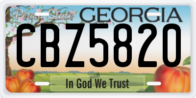 GA license plate CBZ5820