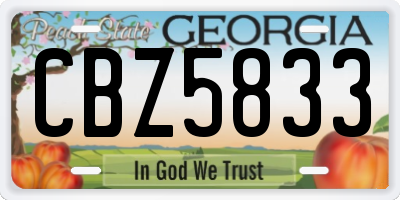 GA license plate CBZ5833