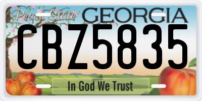 GA license plate CBZ5835