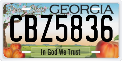 GA license plate CBZ5836