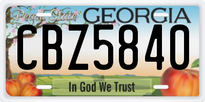 GA license plate CBZ5840