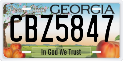 GA license plate CBZ5847
