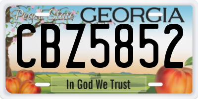 GA license plate CBZ5852