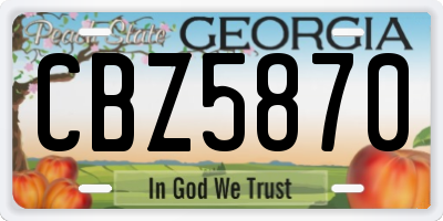 GA license plate CBZ5870