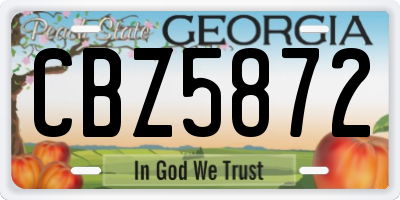 GA license plate CBZ5872