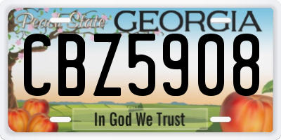 GA license plate CBZ5908