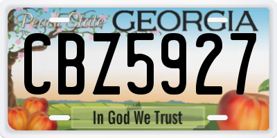 GA license plate CBZ5927