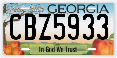 GA license plate CBZ5933