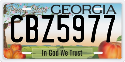 GA license plate CBZ5977