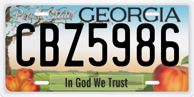 GA license plate CBZ5986