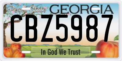 GA license plate CBZ5987