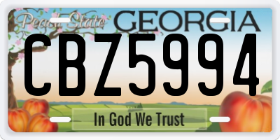 GA license plate CBZ5994