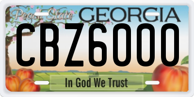 GA license plate CBZ6000