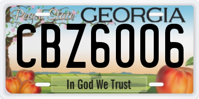 GA license plate CBZ6006