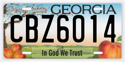 GA license plate CBZ6014