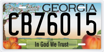 GA license plate CBZ6015