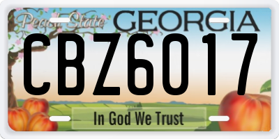 GA license plate CBZ6017