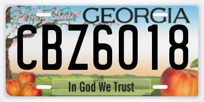 GA license plate CBZ6018