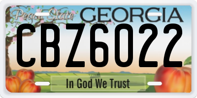 GA license plate CBZ6022