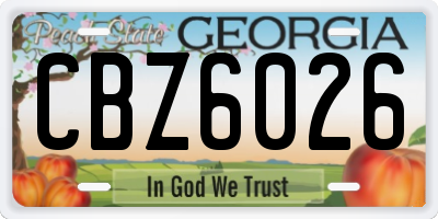GA license plate CBZ6026