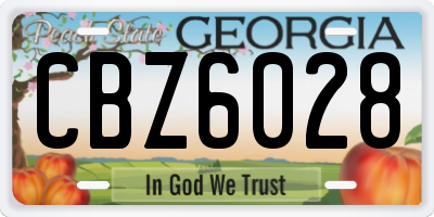 GA license plate CBZ6028