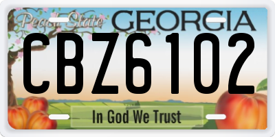 GA license plate CBZ6102