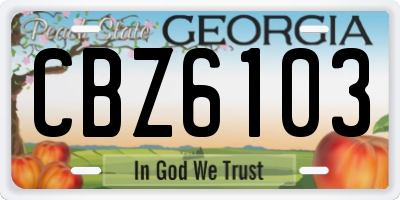 GA license plate CBZ6103