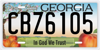GA license plate CBZ6105