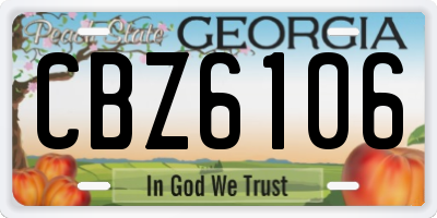GA license plate CBZ6106