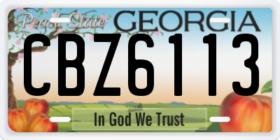 GA license plate CBZ6113
