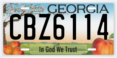 GA license plate CBZ6114