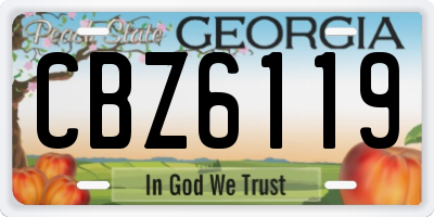 GA license plate CBZ6119