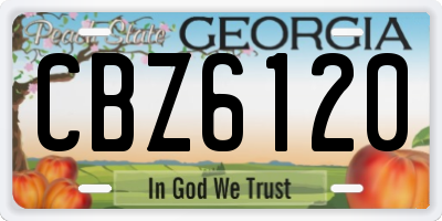 GA license plate CBZ6120