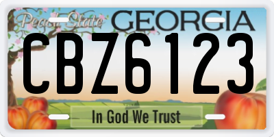 GA license plate CBZ6123