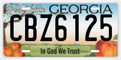 GA license plate CBZ6125