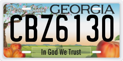 GA license plate CBZ6130