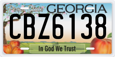 GA license plate CBZ6138