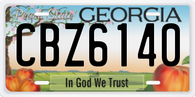 GA license plate CBZ6140