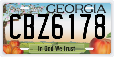 GA license plate CBZ6178