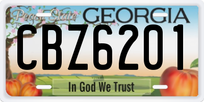 GA license plate CBZ6201