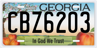 GA license plate CBZ6203