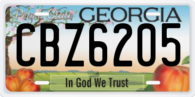GA license plate CBZ6205