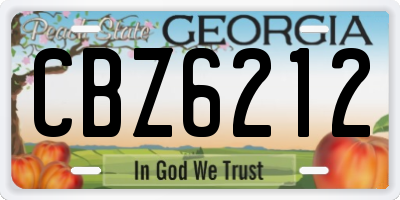 GA license plate CBZ6212